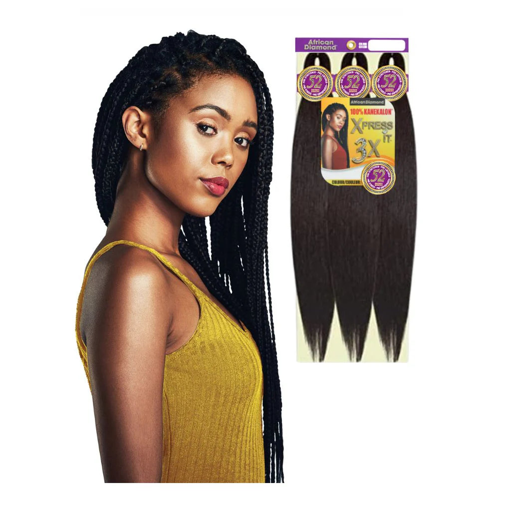 African Diamond X Press it 3x 32” Pre-Stretched Braiding Hair