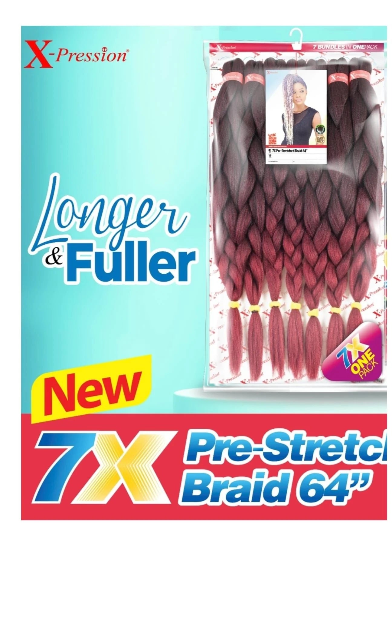 X-Pression 7x Pre Stretched Braid 64”