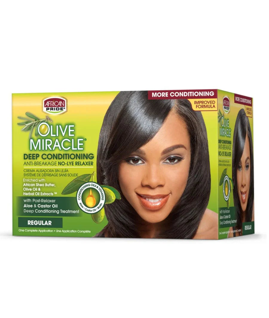African Pride Olive Miracle deep conditioning no lye relaxer kit