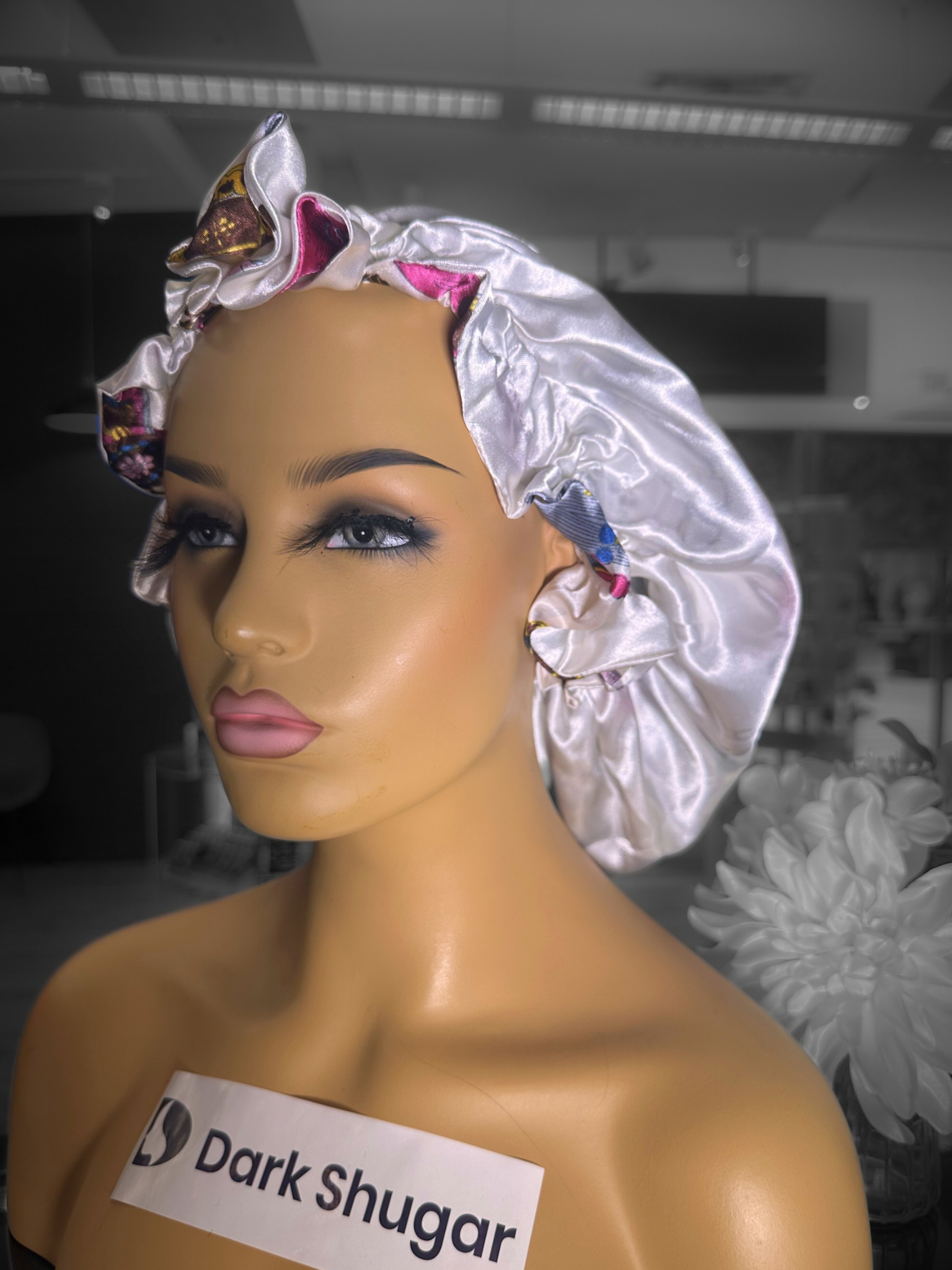 White Purr Scrunchie Bonnet