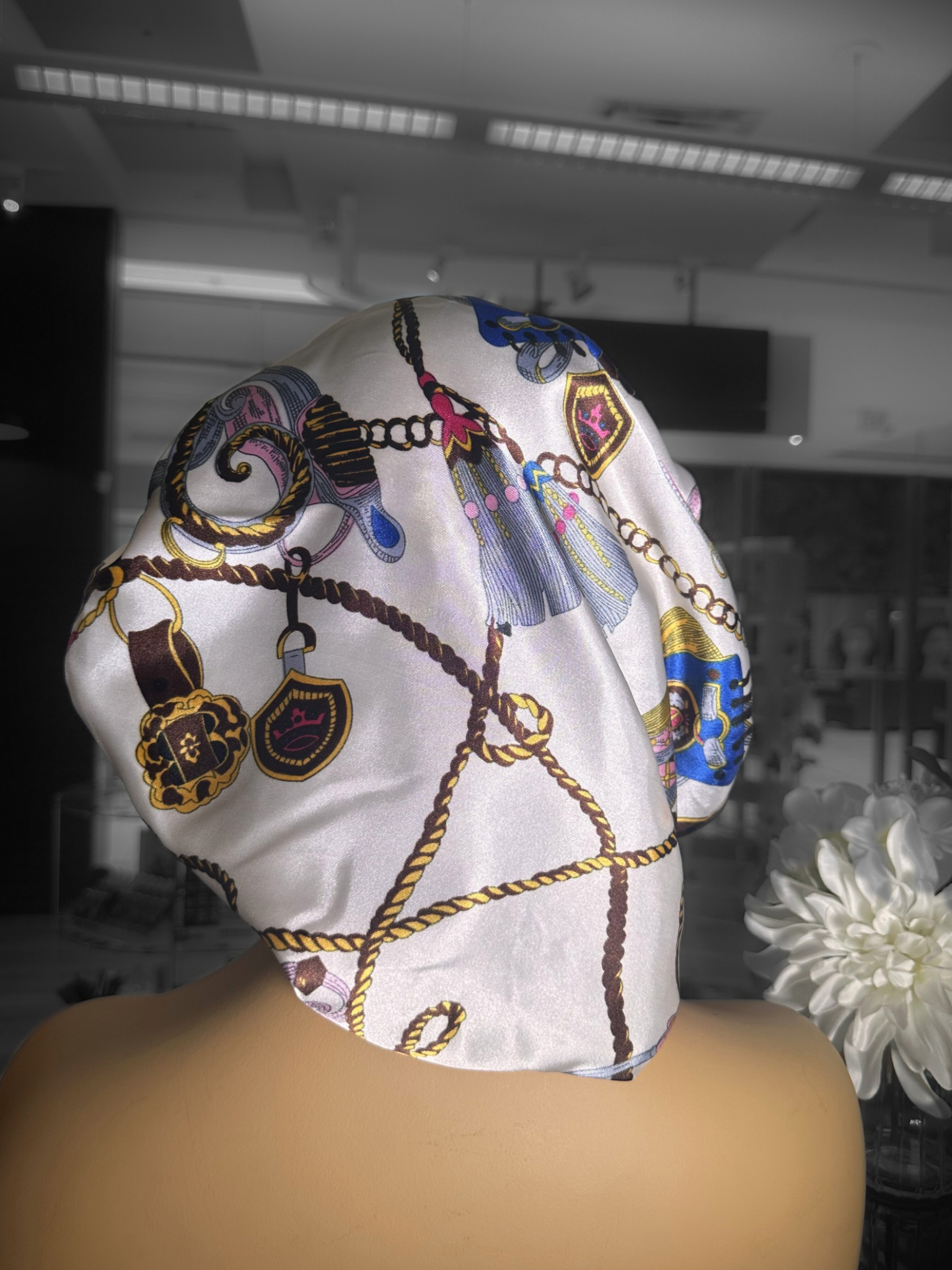 White Purr Scrunchie Bonnet