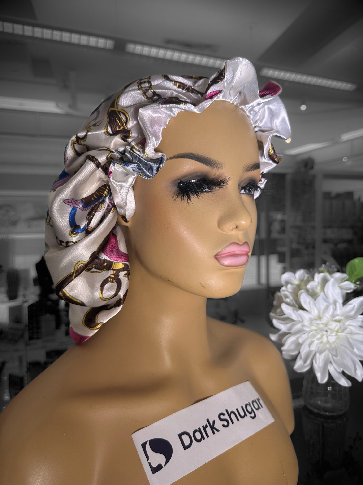 White Purr Scrunchie Bonnet